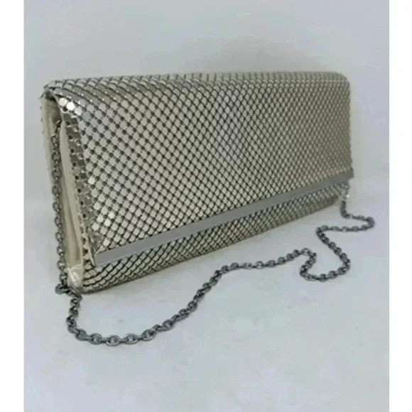 Jessica McClintock Vintage‎ Silver Mesh Purse Clutch 80's - Picture 4 of 14